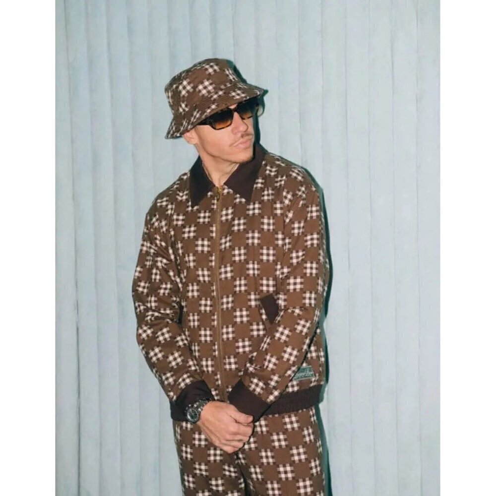 Bogey Boys by Macklemore Mens Jacket Sz Large Brown Big Check Golf Athleisure